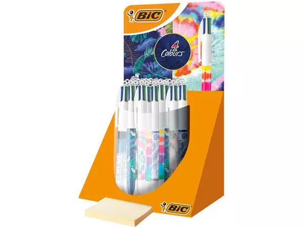 Een Balpen Bic 4 kleuren medium Botonical & Tie Dye koop je bij De Rijk Kantoorshop