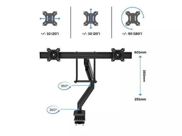 Een Monitorarm Fellowes Eppa Crossbar zwart koop je bij De Rijk Kantoorshop