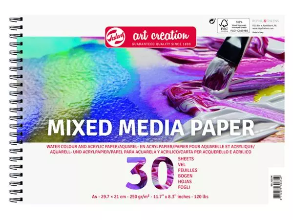 Een Papier acryl aquarelle Talens Art Creation Mix media A4 blanc koop je bij QuickOffice BV