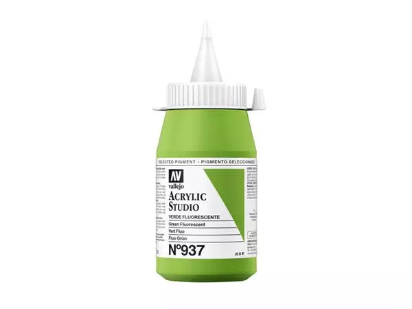 Een Acrylverf Acrylicos Vallejo 500 ml Fluor Green koop je bij Topkantoor Repro Creatief