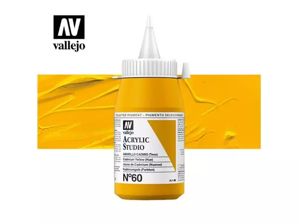 Een Acrylverf Acrylicos Vallejo 500ml Cadmium yellow koop je bij Topkantoor Repro Creatief