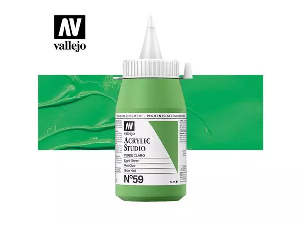 Een Acrylverf Acrylicos Vallejo 500ml Green light koop je bij Topkantoor Repro Creatief