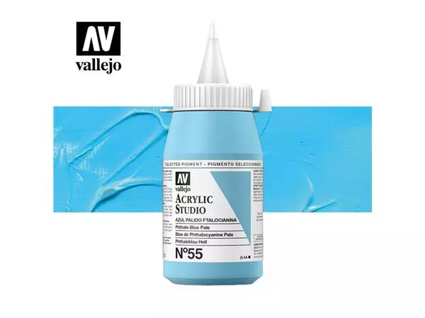 Een Acrylverf Acrylicos Vallejo 500ml Phtalo blue pale koop je bij Topkantoor Repro Creatief