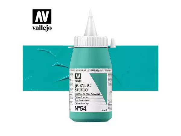 Een Acrylverf Acrylicos Vallejo 500ml Phtalo emerald koop je bij Topkantoor Repro Creatief