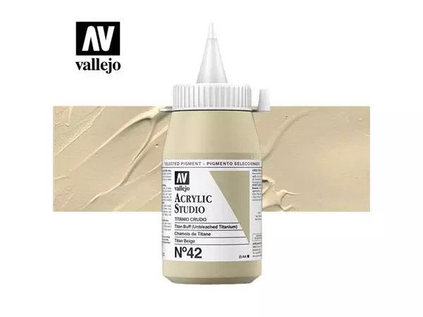 Een Acrylverf Acrylicos Vallejo 500ml Titan Buff koop je bij Topkantoor Repro Creatief