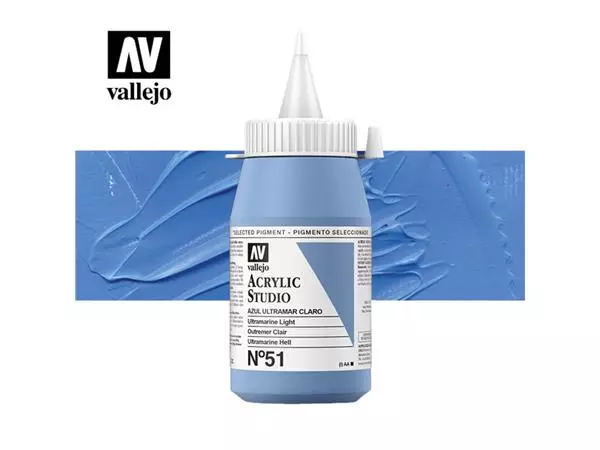 Een Acrylverf Acrylicos Vallejo 500ml Ultramarine light koop je bij Topkantoor Repro Creatief