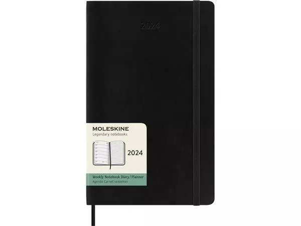 Een Agenda 2024 Moleskine 12M Planner Weekly 7dag/1pagina large 130x210mm soft cover black koop je bij De Joma BV