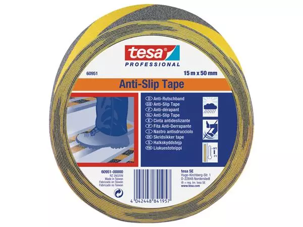 Een Antisliptape Tesa 60950 50mmx15m zwart/geel koop je bij All Office Kuipers BV
