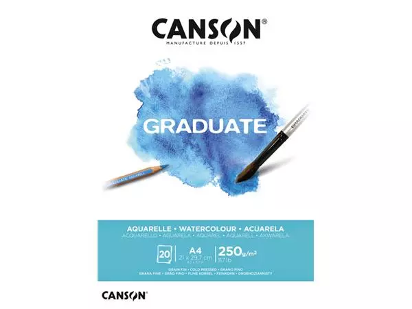 Een Aquarelblok Canson Graduate A4 250gr 20vel koop je bij Romijn Office Supply