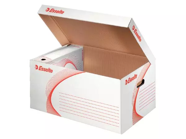 Een Archief- en transportdoos met deksel Esselte 365x250x550mm wit koop je bij QuickOffice BV
