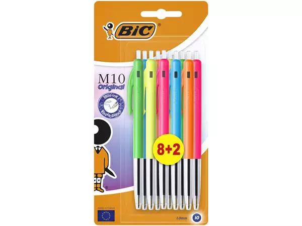Een Balpen Bic M10 Colors Limited Edition medium assorti 8+2 gratis koop je bij De Joma BV