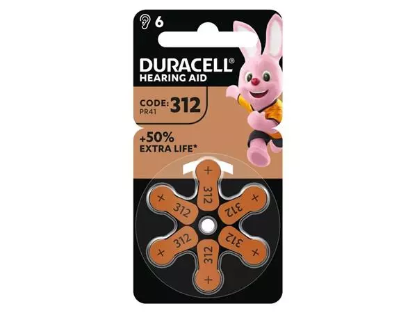 Batterij Duracell Hearing DA312 Ø7,9mm 180mAh 6 stuks