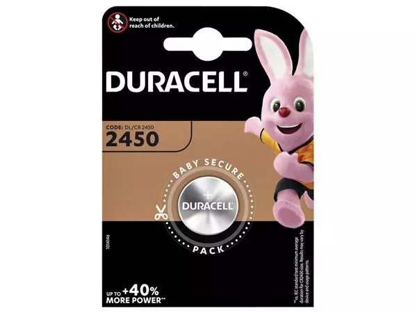 Batterij Duracell knoopcel 1xCR2450 lithium Ø24mm 3V-540mAh