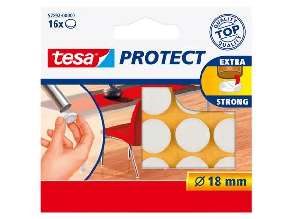 Een Beschermvilt tesa® Protect anti-kras Ø18mm wit 12 stuks koop je bij Deska Alles voor Kantoor