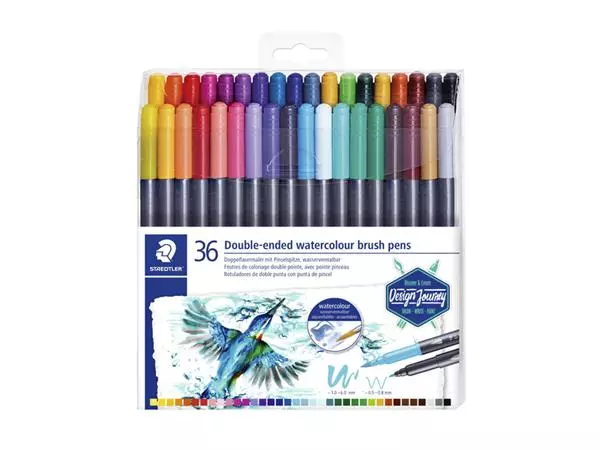 Een Brushpen Staedtler 3001 Marsgraphic duo 0.5-6mm blister à 36st ass koop je bij Kantoorboekhandel Van Atten