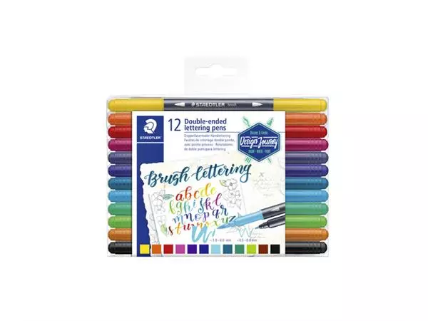 Een Brushpen Staedtler 3004 lettering duo 0.5-6mm blister à 12st ass koop je bij Supply Mij