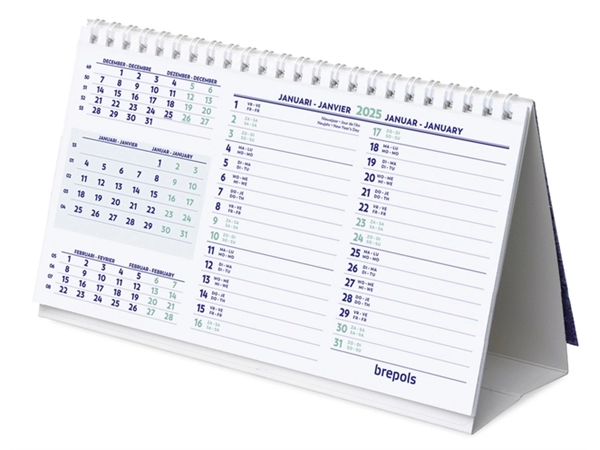 Bureaumaandkalender 2025 Brepols 210x125mm