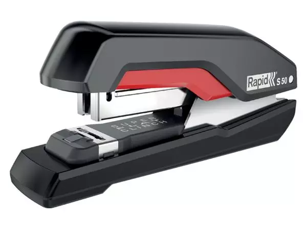 Een Bureaunietmachine Rapid Supreme fullstrip S50 50 vel zwart/rood koop je bij Avoux