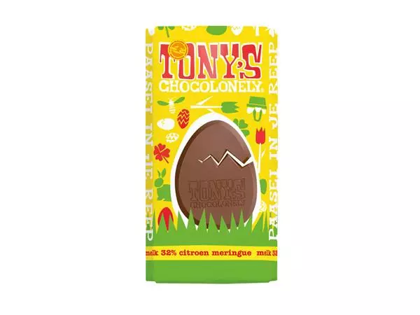 Een Chocolade Tony's Chocolonely paasreep melk met meringue & citroen 180gr koop je bij De Joma BV