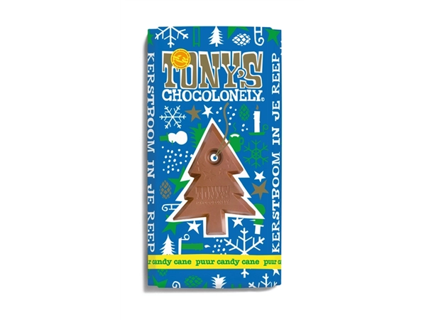 Chocolade Tony's Chocolonely puur mint candy cane 180gr