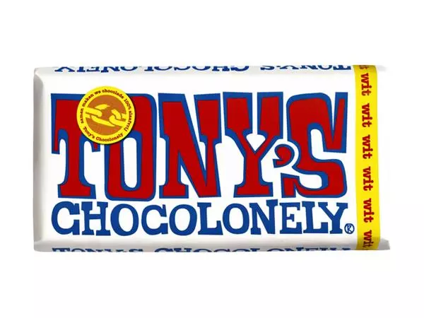 Een Chocolade Tony's Chocolonely wit reep 180gr koop je bij Deska Alles voor Kantoor