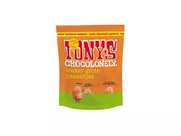 Een Chocolade Tony's paaseitjes melk met karamel zeezout zak à 14 stuks koop je bij De Joma BV