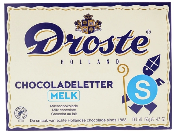 Een Chocoladeletter Droste melk "S" 135gr koop je bij All Office Kuipers BV