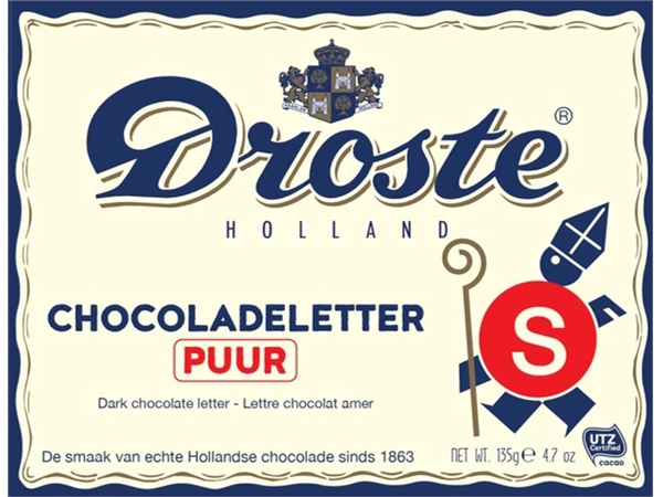 Een Chocoladeletter Droste puur "S" 135gr koop je bij All Office Kuipers BV