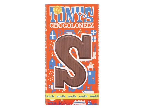 Chocoladeletter Tony's Chocolonely melk S 180gr