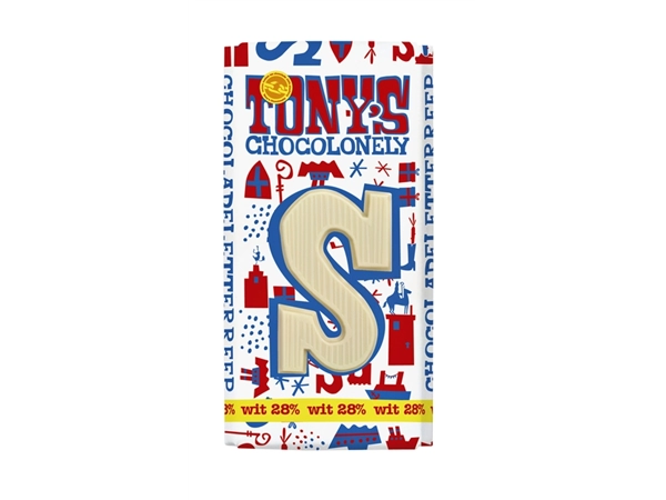 Een Chocoladeletter Tony's Chocolonely wit S 180gr koop je bij Kantorice office & business supplies