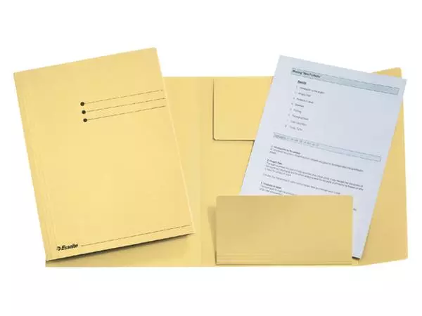 Een Dossiermap Esselte folio 3 kleppen manilla 275gr geel koop je bij De Joma BV