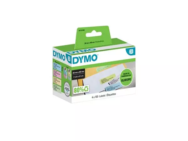 Een Etiket Dymo LabelWriter adressering 28x89mm 4 rollen á 130 stuks assorti koop je bij Schellen Boek- en Kantoorboekhandel