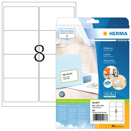 Een Etiket HERMA 5077 A4 99.1x67.7mm premium 200stuks wit koop je bij Kantoorboekhandel Van Atten