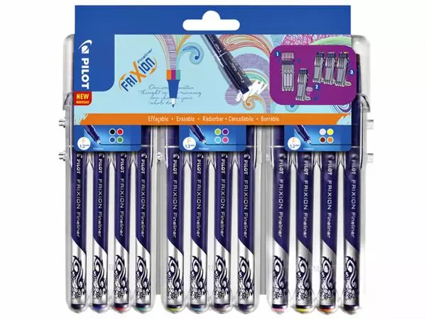 Een Fineliner Pilot friXion fijn assorti etui à 12 stuks koop je bij Schellen Boek- en Kantoorboekhandel