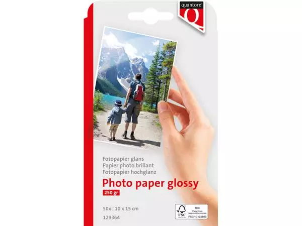 Een Fotopapier Quantore 10x15cm glans 50vel 250gr koop je bij Schellen Boek- en Kantoorboekhandel