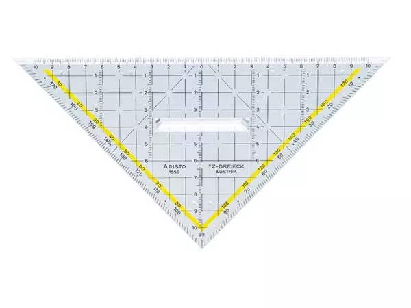 Een Geodriehoek Aristo 1650/2 225mm met greep transparant koop je bij Kantorice office & business supplies