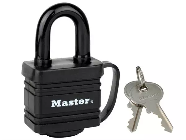 Een Hangslot MasterLock stiftcilinder gelamineerd staal 40mm koop je bij D. Sonneveld B.V.