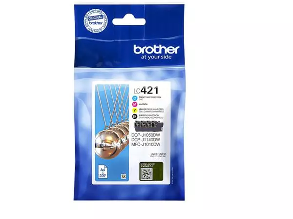 Inktcartridge Brother LC-421 zwart + 3 kleuren