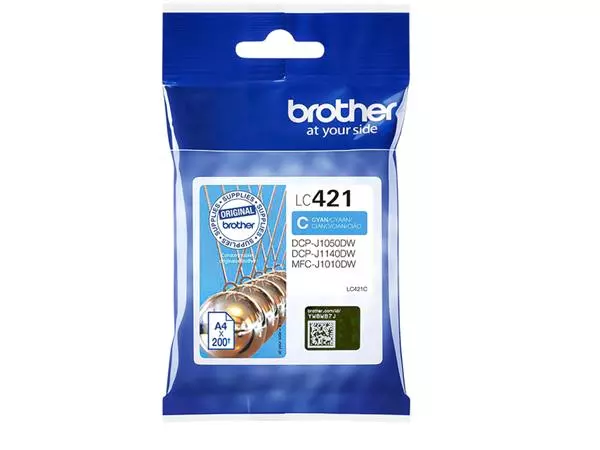 Een Inktcartridge Brother LC-421C blauw koop je bij van Kerkvoorde & Hollander B.V.