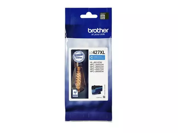 Een Inktcartridge Brother LC-427XLC blauw koop je bij De Rijk Kantoorshop