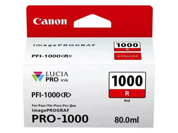 Een Inktcartridge Canon PFI-1000 rood koop je bij Schellen Boek- en Kantoorboekhandel