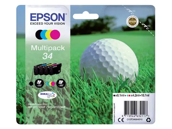 Een Inktcartridge Epson 34 T3466 zwart + 3 kleuren koop je bij Deska Alles voor Kantoor