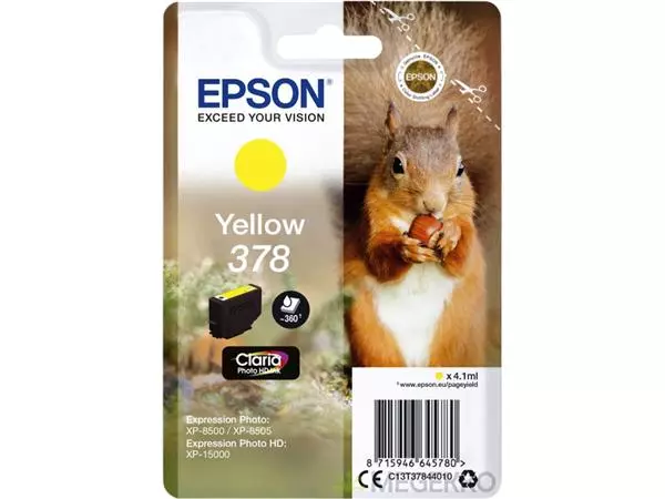 Een Inktcartridge Epson 378 T3784 geel koop je bij Sysdicom BV