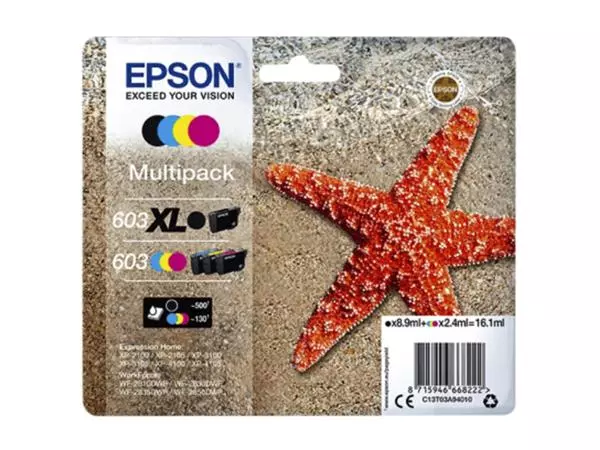 Een Inktcartridge Epson 603 T03A9 zwart XL+ 3 kleuren koop je bij Deska Alles voor Kantoor