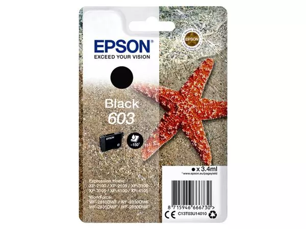 Een Inktcartridge Epson 603 T03U1 zwart koop je bij Egner kantoorspecialisten