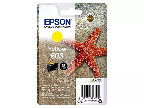 Een Inktcartridge Epson 603 T03U4 geel koop je bij QuickOffice BV