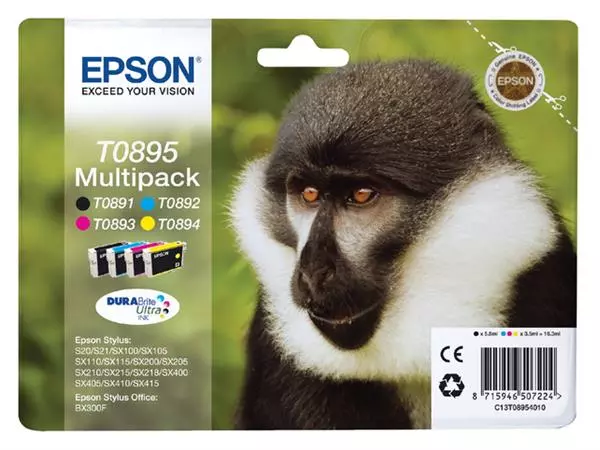 Een Inktcartridge Epson T0895 zwart + 3 kleuren koop je bij De Joma BV