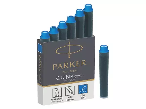 Een Inktpatroon Parker Quink mini tbv Parker esprit koningsblauw pak à 6 stuks koop je bij De Joma BV