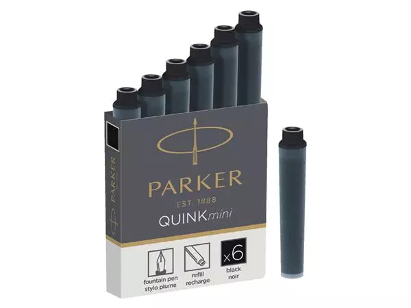 Een Inktpatroon Parker Quink mini tbv Parker esprit zwart pak à 6 stuks koop je bij De Joma BV