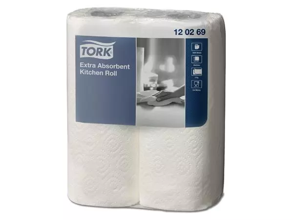 Een Keukenrol Tork Extra absorberend 2lgs wit 120269 koop je bij All Office Kuipers BV
